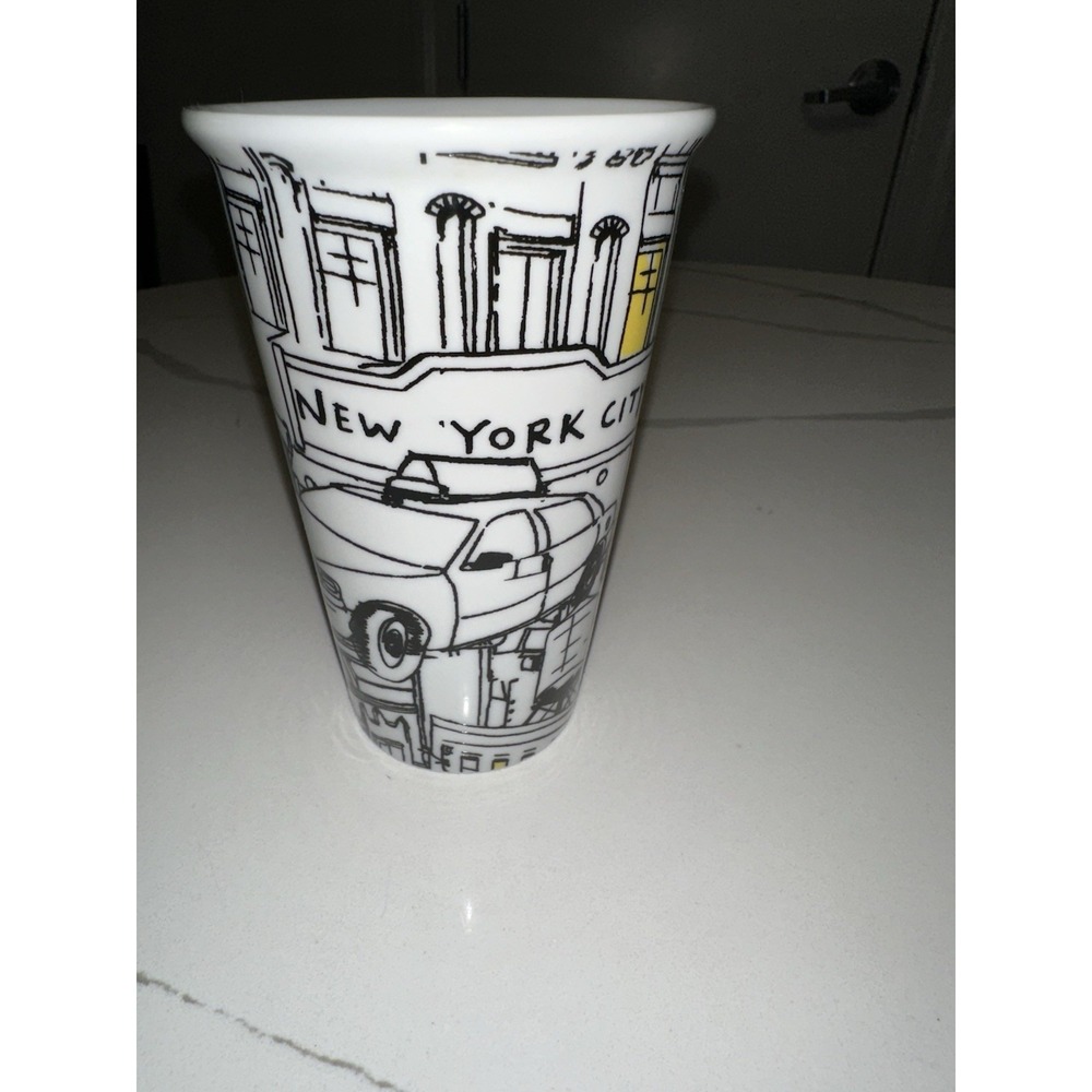 DKNY Lenox Citi Taxi NYC Graphic Ceramic Travel Mug 12Oz Replacement Donna Karan